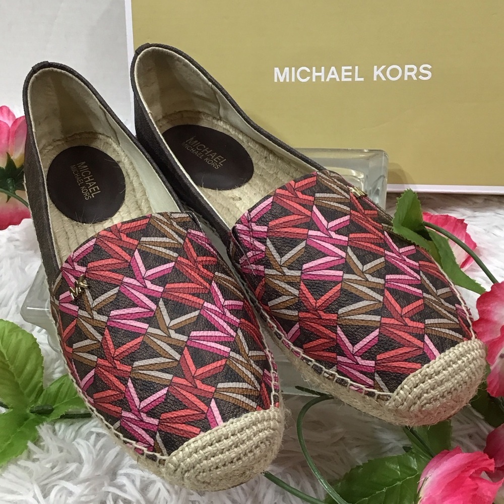 Michael Michael Kors Kendrick Vibrant Pink and Brown Espadrilles 8.5